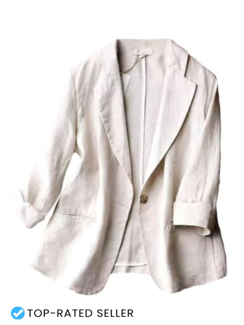 Linen Blazer Womens 3/4 Sleeve One Button Business Casual Work Office